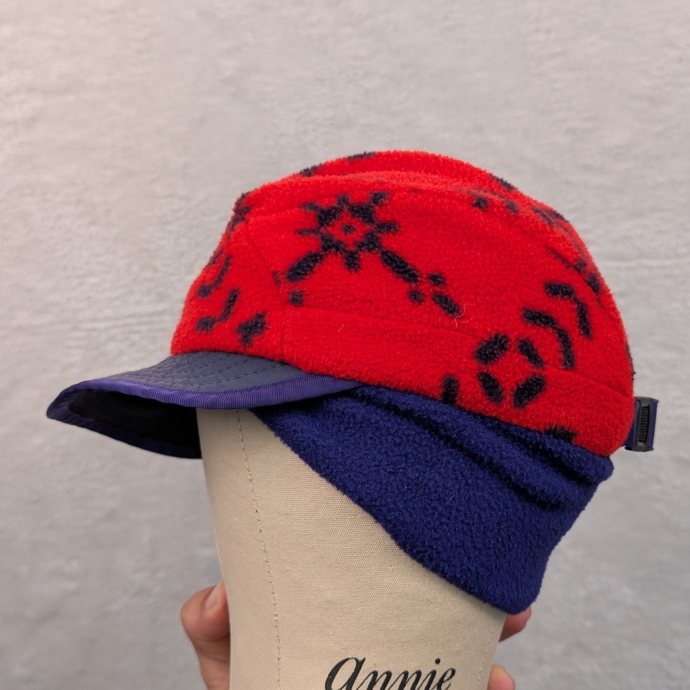 VTG Patagonia Hat Men's M Red Synchilla Fleece Ear Flap Streetwear USA Made 90s